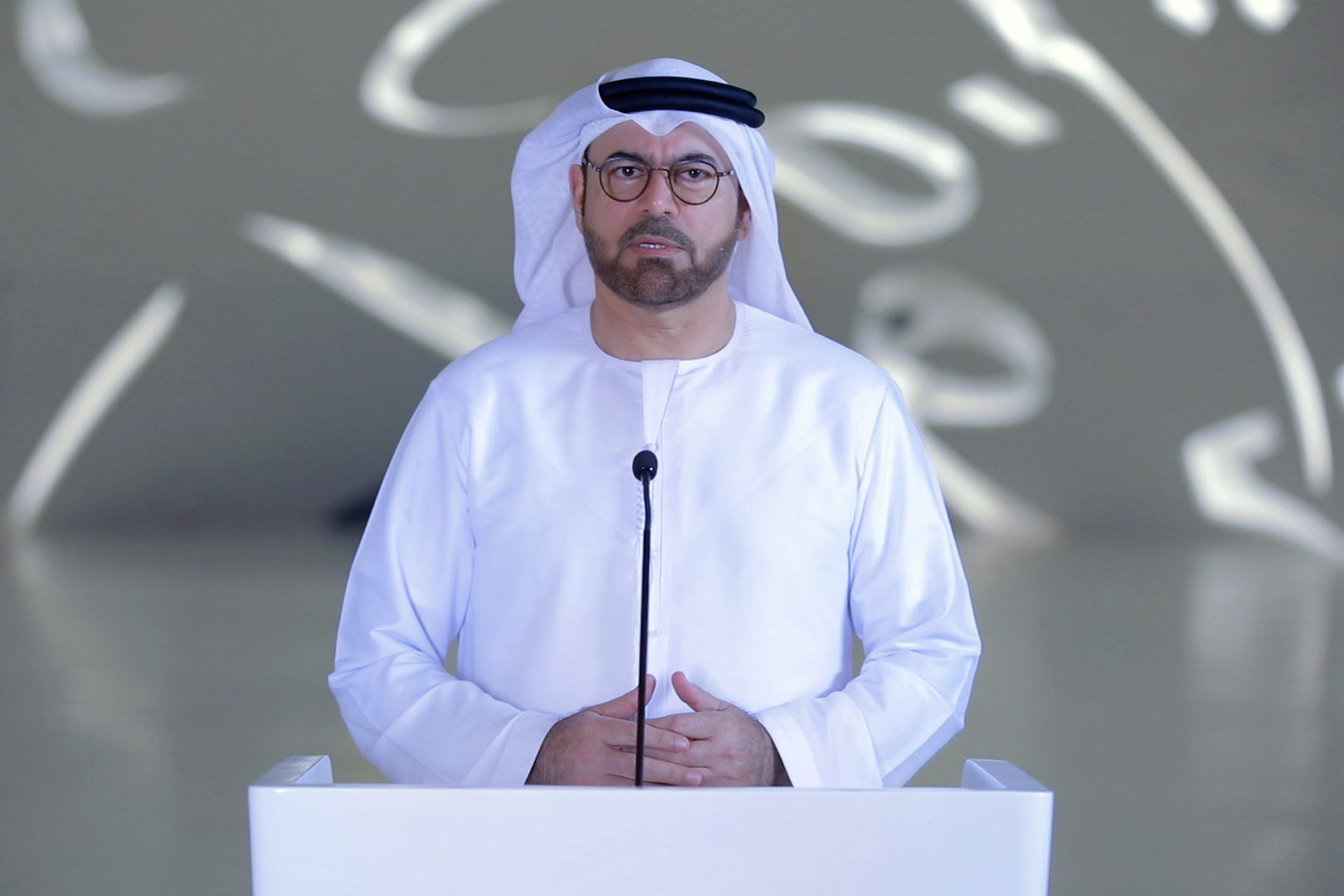 HE Mohammad Al Gergawi delivering the opening adress of the Museum of the Future